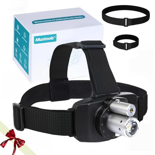 Mustools 2026 New Rechargeable LED Laser Headlamp Physical Therapy Equipped with Waist Strap & Wrist Belt High Lumens- Lightweight Enhance Professional Physical Therapy with Adjustable Angles Black