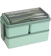 Bento Lunch Box for Kids 2 Layer Leakproof Lunch Box with Built-in Cutlery 1400ml Salad Lunch Box...