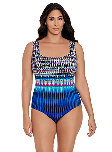 Longitude Plus Women's Swimwear Double X-Back Tank Soft Cup One Piece Swimsuit
