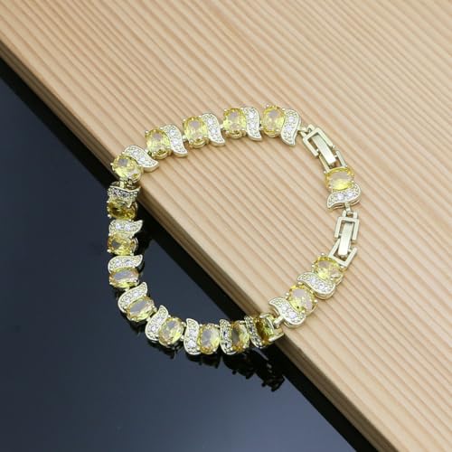 Image of LMXXVJ Fashion Tennis Bracelet Created Emerald White Gold Plated Charm Bracelet Gifts Jewelry for Women
