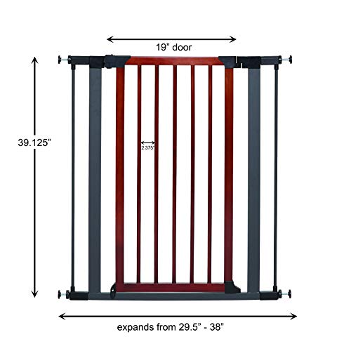 Steel Pet Gate w/ Textured Graphite Frame & Decorative Wood Door, 29" -38 W Inches - Image 6