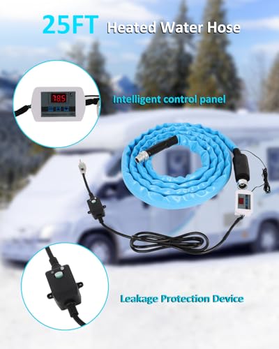 Image of MIROZO RV Heated Water Hose for 25FT, -40 ℉ Freeze Protection Heated Drinking Water Hose Upgrade with Digital Display,Energy-Saving Thermostat,for RV,Camper,Garden