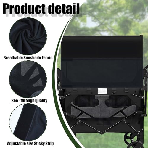 4 Side Breathable Wagon Stroller Sunshade Net Canopy, Adjustable Wagon Attachment Cover Canopy Universal Wagon Accessories for W2 W4 Wagon Stroller Camping Picnic Prevent UV Dust Mosquito, 118″ × 13″