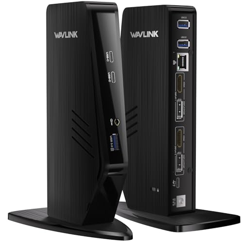 Image of WAVLINK USB C Docking Station Dual Monitor, Dual 5K /4K@60Hz Displaylink Docking Station for M1 /M2 /M3 /M4 Mac or Windows, 13-in-1 Laptop Dock with 2X HDMI, 2X DP, 130WPD, Gigabit Ethernet, 5X USB, Audio