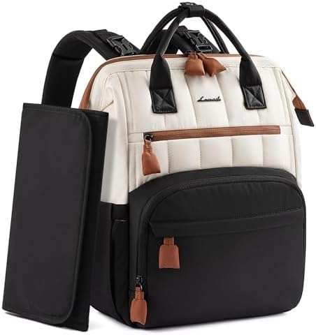 LOVEVOOK Wickelrucksack Groß, Baby Wickeltasche Rucksack Diaper Bag | Wasserabweisend Babytasche mit Wickelunterlage Mommy Wickeltasche Organizer mit Kinderwagengurten für Mama und