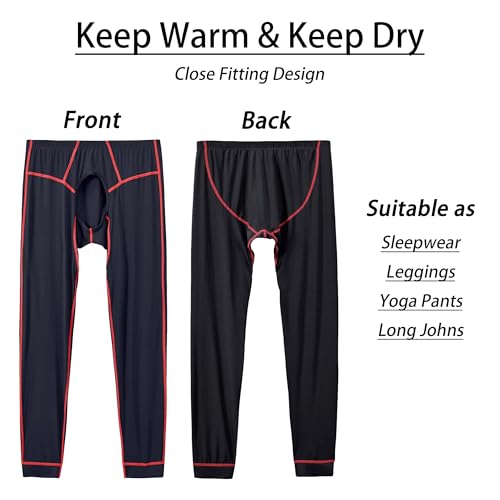 Men Thermal Underwear Open Front Long Johns Without Velvet Autumn and Winter Mens Base Layer Bottoms Leggings2