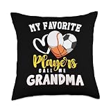 Grandma My Favorite Baseball Soccer Basketball Players Call Throw Pillow
