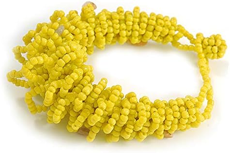 Avalaya Chunky Glass Beads and Semiprecious Stone Bracelet In Lemon Yellow - 18cm Long - Image 5