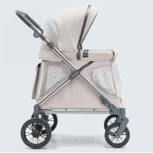 Q1 - Carro multiusos con cubierta de lluvia, ligero, plegable para bebé y mascotas, ruedas todo terreno, arnés de seguridad de 5 puntos, diseño compacto para viajes y almacenamiento, para niños de 0 a