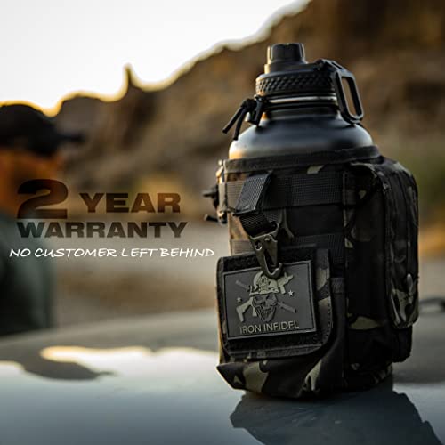 Iron Infidel Battle Bottle - Half Gallon Insulated Water Bottle With Paracord Handle - Large 64 Oz Stainless Steel Water Jug With Rugged, Removable Sleeve For Keys, Wallet & Phone (Black Camo 2 Liter) #TOP3