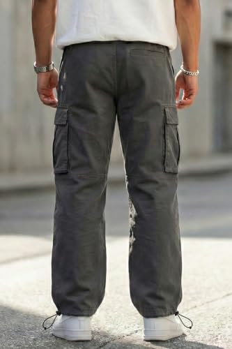 Image of Veirdo Men's Baggy Cargo Oversized Pants with Utility Pockets, Relaxed Loose Fit Street Style Trousers, All-Day Comfort, Perfect Casual Wear, Travel, (Size S to 2XL)