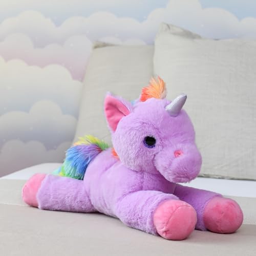 Image of Mirada Floppy Unicorn Soft Toy Purple | Magical Unicorn Plush Gift for Girls & Kids | Cute Animal Soft Toys for Kids, Stuffed Animals, Cuddle Toy, Baby Gift, Plush Toy for Girls & Boys | 45cm