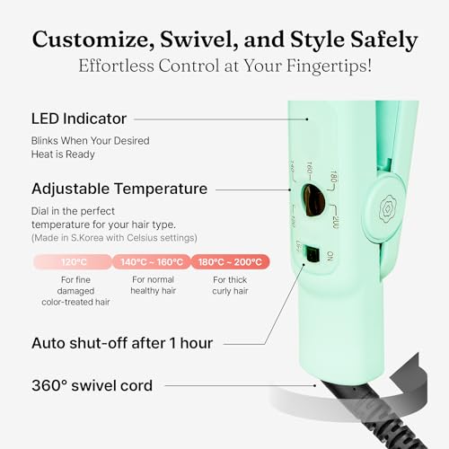 VODANA Professional Hair Irons Bundle, Soft Bar Flat Iron 1 inch Mint miniatura 4