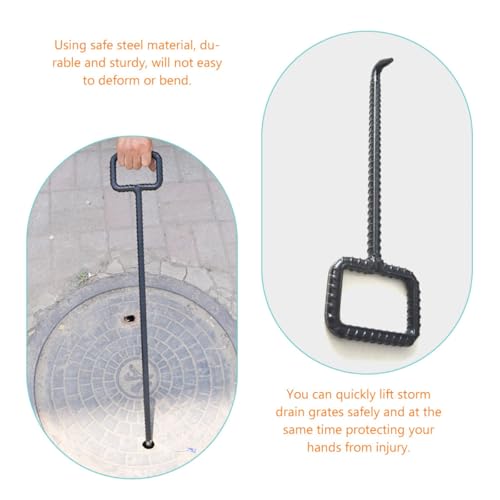 Outil robuste multifonction acier noir pour levage de plaque d'égout
