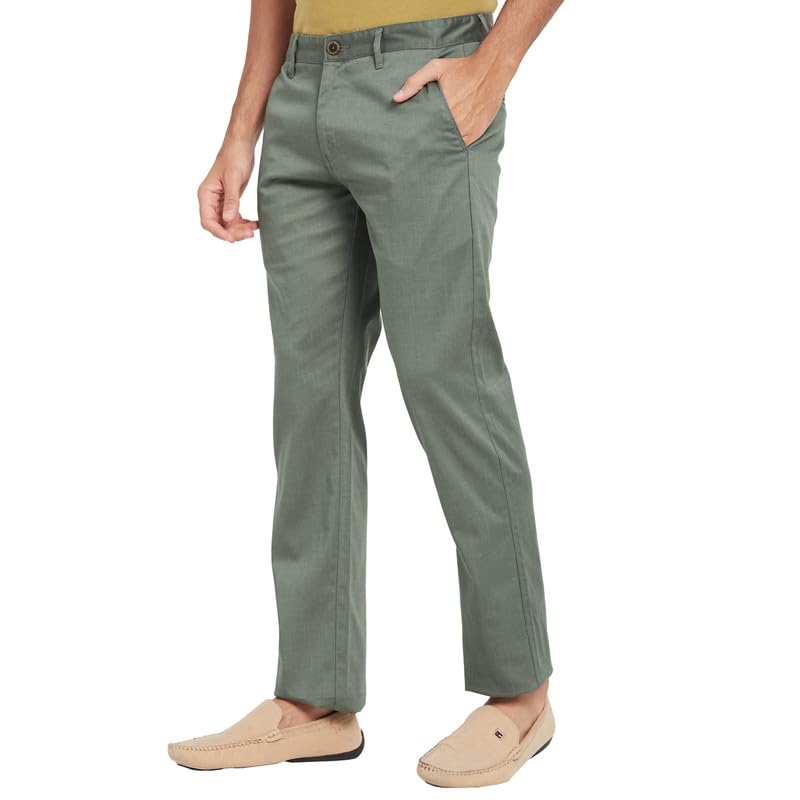 Image of Octave Men Regular Fit Mid Rise Cotton Formal Trousers
