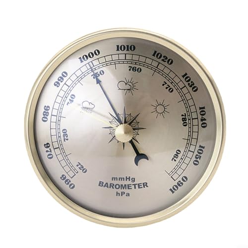 ZYNCUE Baromètre horloge, baromètre multifonction à cadran avec thermomètre, hygromètre, baromètre météo pour intérieur et extérieur 90 mm