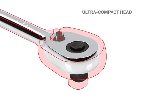 TEKTON 3/8-Inch Drive x 4-1/2-Inch Quick-Release Ratchet, Silver, 3/8 Inch Drive x 4-1/2 Inch - Image 4