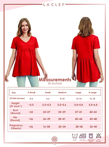 Women's V-Neck Front Pleat Maternity Top (Dusty Sage Dot, Large) #TOP2