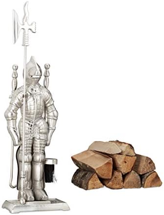Serviteur De Cheminée – Chevalier En Armure – Acier émaillé – Vintage