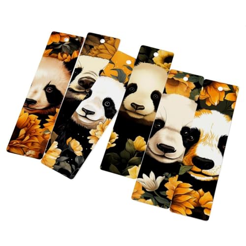 Marque-page panda tournesol avec pompon lot de 6 pour livre