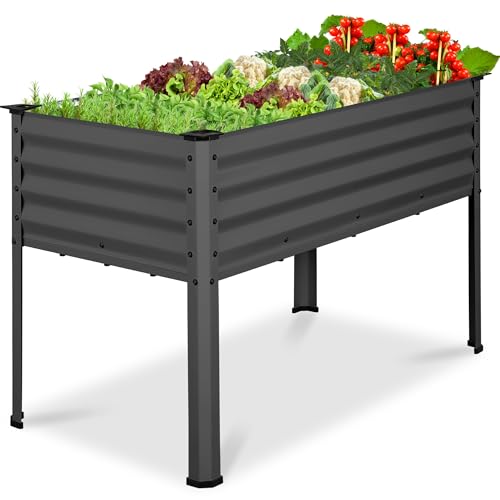 Best Choice Products 48x24x30in Galvanized Raised Garden Bed, Metal Elevated Planter Box, Vegetable Garden for Backyard, Patio, Balcony, 100% Non Toxic Materials - Charcoal