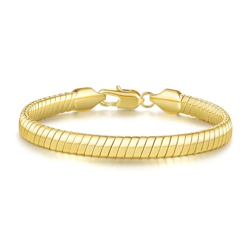 14K Gold Bracelets for Women Smooth Snake Gold Chain Bracelet for Both Men and Women Stackable Bracelets Jewelry Gifts 6.5-9 Inches