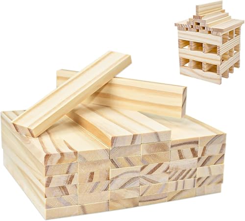 KNGNGK 40 Piezas Bloques de Construcción de Madera 11.8x2.4x0.8cm Bloques de Madera Tablillas de Madera Bloques de Madera de Tilo Madera para Proyecto de Bricolaje y Deco,Construcción y Revestimiento