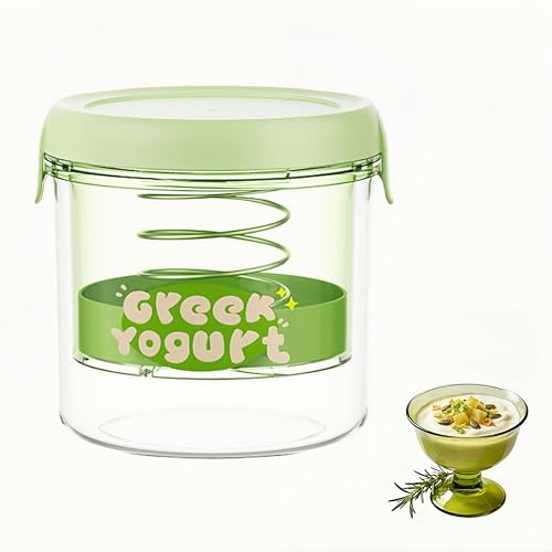 Greek Yogurt Strainer with Spring, Yogurt Strainer 1.1 Quart BPA-Free Maker, Non-Electric Filter for Separating Whey, Creamy Cheese-Like Thick, Easy to Clean (Green Round)