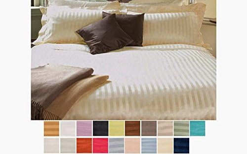 400-Thread-Count Super Soft Zipper Closure Designer 1-Piece Luxury Duvet Cover Queen Stripe Ivory