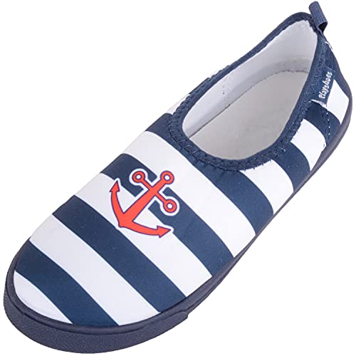 Absolute Footwear Chaussures à enfiler pour enfants - Protection UV - Pour l'été, les vacances, la piscine, la plage, l'eau de mer - Bleu - bleu marine, 20/22 EU Cover