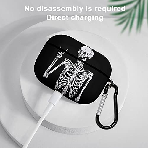 Youtary Rock And Roll Skeleton Skull Boho Hippie Pattern Airpods Pro Case Cover With Keychain, Apple Airpod Cover Unisex Shockproof Protective Wireless Charging Headset Accessories #TOP4