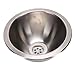 Bnineteenteam 304 Stainless Steel Round Sink, Compact RV Kitchen Bathroom Sink with Drain Accessories, Brushed Mirror Finish for Cars Boats Yachts RVs