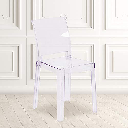 BizChair Ghost Chair with Square Back in Transparent Crystal