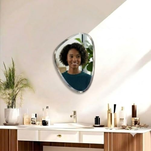 Image of Creative Arts n Frames 8x12 inch 5mm Thick Beveled Smooth Edges Frameless Wall Mount HD Mirror Home Office Hotel Decor for Living Restroom Bedroom Bathroom (Irregular Shape 8x12 inch HD Mirror)