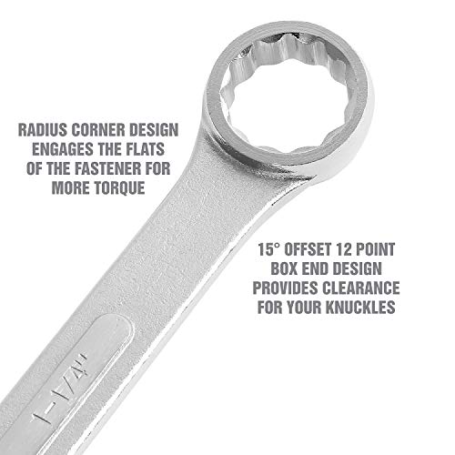 Oem Tools 22104 1-1/4" Jumbo Combination Wrench | One Open End & One Box Head On A Single Mechanics’ Wrench | Long-Shaft Wrench For Extra Torque & Leverage | Smooth Open End Doesn’t Mark Fasteners #TOP4