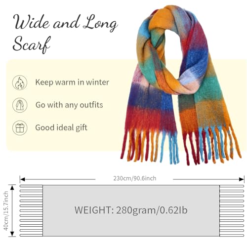 Beurlike Winter Scarf for Women Chunky Warm Thick Tassel Blanket Scarves Plaid Long Shawl for Cold Weather2
