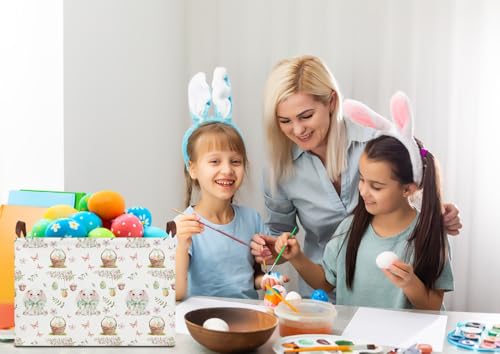 Image of Rectangle Easter Bunny Basket Empty,Gift Basket, Room Decor,Waterproof Storage Bin, Books Box(Easter Bunny)