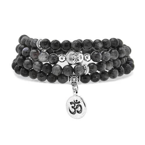Collier Japa Mala 108 perles et pendentif OM pour méditation et yoga