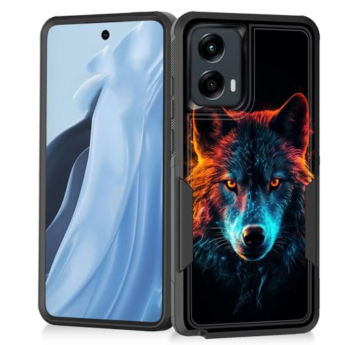 Coque Moto G Stylus 5G 2024 antichoc loup spatial pour les passionnés d\'aventure urbaine