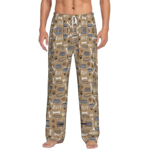 Pantalon pyjama homme flanelle douce taille élastique bas de nuit à poches imprimé