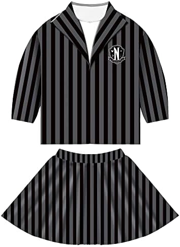 Girls wednesday addams school uniform Wednesday nevermore uniform costume for Kids opening season Costumes for 5-12 Years