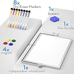 Nicpro Dry Erase Whiteboard, 12 x 16 inch Double Sided Large Magnetic Desktop White Board with Stand, 8 Pens, 1 Eraser, 4 Magnets, Portable White Board Easel for Kids Memo to Do List Students School