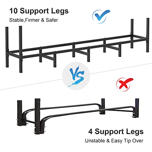 5.3Ft Outdoor Indoor Firewood Rack Holder For Fireplace Wood Storage, Adjustable Fire Log Stacker Stand, Heavy Duty Logs Stand Stacker Holder For Fireplace Metal Lumber Storage Carrier Organizer #TOP2