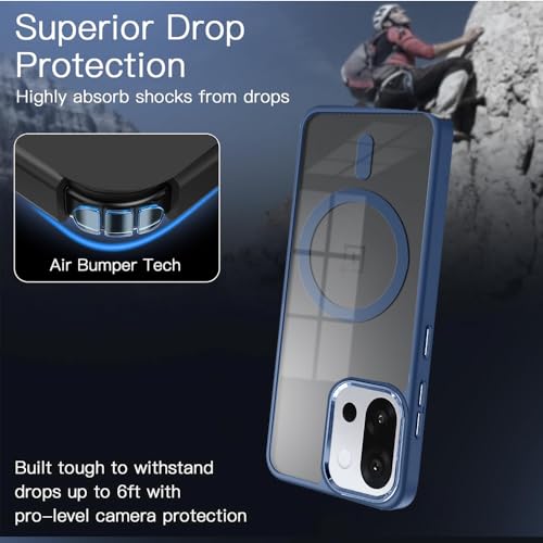 Image of KARWAN Translucent Hybrid Back Case Cover Compatible with Oneplus 13T,Oneplus 13S Shockproof Case with Camera Protection, N52 Magnet Cover Case with Magnetic MagEaze Wireless Charging Cover (Blue)