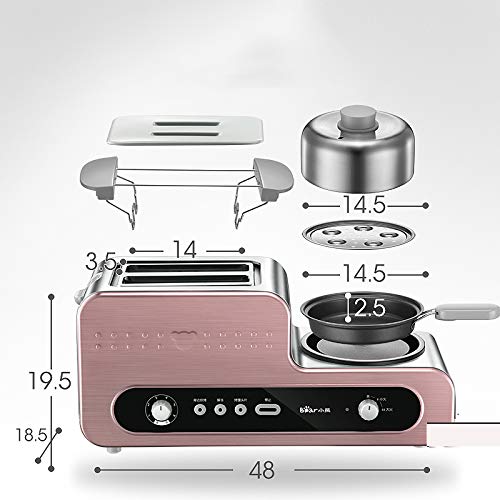 LSQ Multifunktionale 3-in1-Frühstücksmaschine, Toaster mit 2-Scheiben-Breitschlitzen, Antihaft-Bratpfanne, Grill… – Bild 3