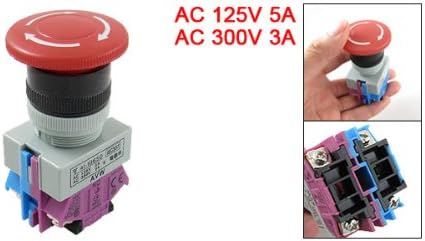 Sourcingmap AC 600V 10A Red Mushroom Emergency Stop Push Button Switch 22mm NO NC, 22mm-red-1pcs-E - Image 3