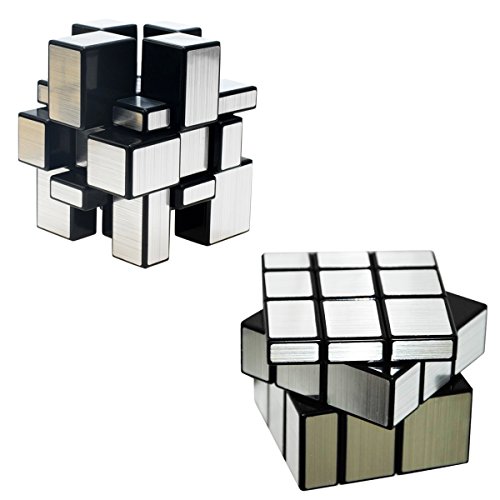 Cooja Mirror Cube Puzzle 3x3 Mirror Blocks Silver Smooth Cube 3D Puzzles for Kids Magic Cube Toy Brain Games Easy Turn Training Cubes for Boys Girls Adults