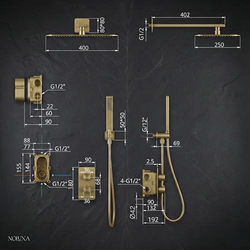 Douche encastrée thermostatique Nickel contre le calcaire et les brûlures - 7
