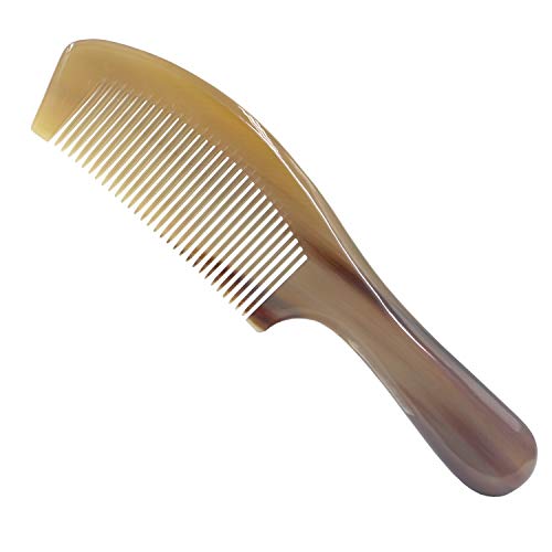 Natural Ox Horn Comb Fine Tooth Comb Anit-Static Horn Comb -Width Tooth Horn Comb (Fine Tooth)