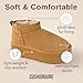 CUSHIONAIRE Hippy Women’s Platform Ankle Boots – Genuine Suede, Faux Fur Lining, Cozy Winter Slip-On Design boots for women, CHESTNUT 10